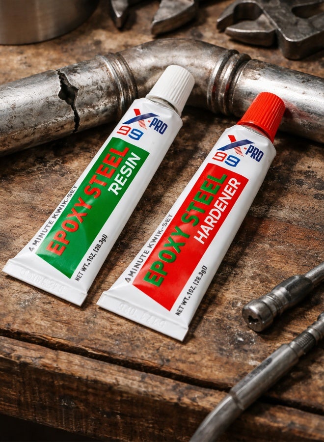 Xpro X-PRO99 Epoxy Steel Adhesive, 4-Minute Quick Set Metal Repair Glue, Resin & Hardener Kit, Heavy Duty Bonding for Steel, Iron, Aluminum, Copper, Automotive & Household Repairs, Fill Cracks & Gaps (2 oz / 57g) - Image 1